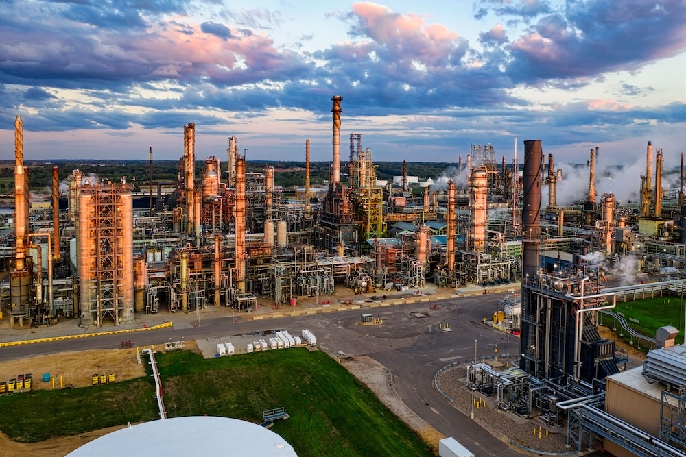 oil-gas-petrochemical An oil refinery.